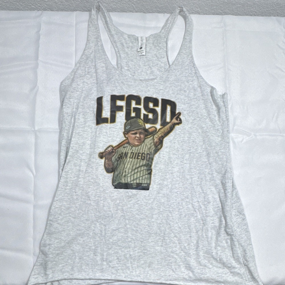 Next Level Apparel Gray Lightweight Racerback Tank M Scoop Neck Graphic Print